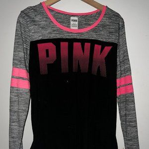 Pink Black and Grey Long Sleeve Shirt